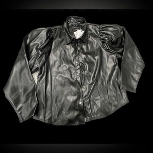 NWT Laundry By Shelli Segal Black Polyurethane Top Medium